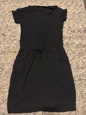 Elcool Women's Black Drawstring Casual Dress